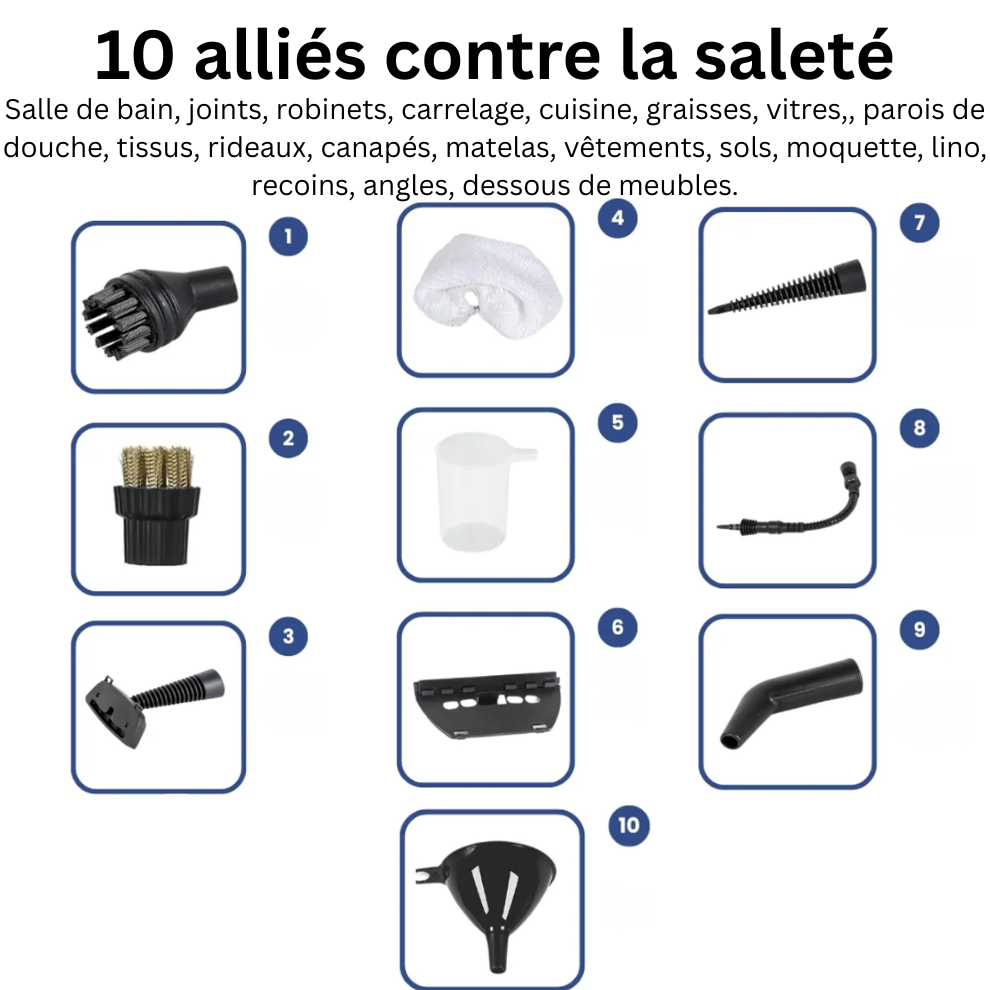 10 embouts et accessoires + kit de voyage