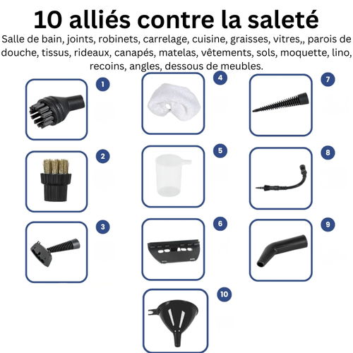 10 embouts et accessoires + kit de voyage