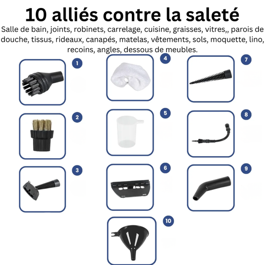 10 embouts et accessoires + kit de voyage